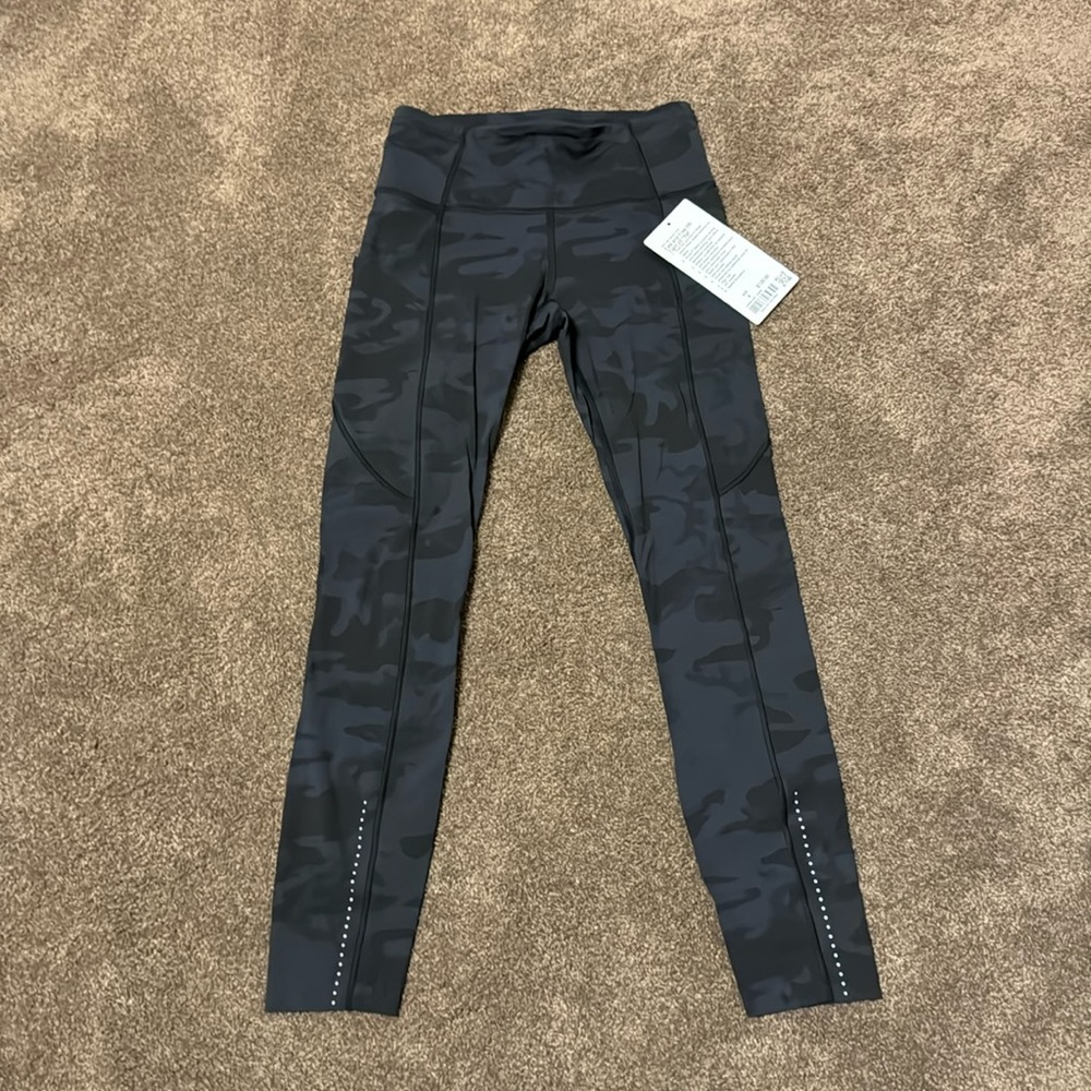 Lululemon Fast and Free HR Tight 25” Reflective Incognito Camo Multi Grey 4 EUC